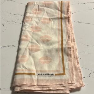 Laura Mercier Cream and Gold Lip Print Scarf